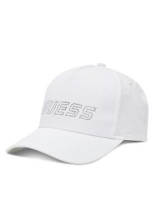 Guess Czapka z daszkiem V5GZ01 WO08O Biały. Białe czapki Guess, z aplikacjami, z bawełny. Za 79,99 zł.