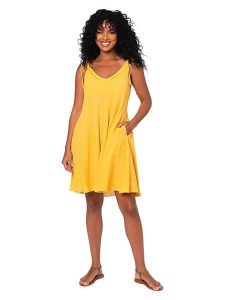 Aller Simplement Sukienka w kolorze żółtym rozmiar: 34-40. Żółte sukienki Aller Simplement, bez wzorów, z bawełny, bez kołnierzyka, bez ramiączek, mini. Za 78,99 zł.