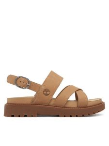 Timberland Sandały TB0A61T4EN31 Beżowy. Brązowe sandały Timberland, bez wzorów, ze skóry, bez obcasa, na płaskiej podeszwie, bez zapięcia. Za 339,99 zł.
