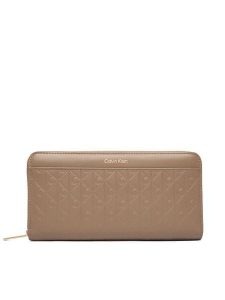 Calvin Klein Portfel Emblem Aop Embossed Long Wallet LV04F1097G Beżowy. Brązowe portfele Calvin Klein, bez wzorów, ze skóry. Za 329,99 zł.