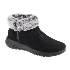 Buty do chodzenia damskie Skechers ON The GO Joy Savvy. Czarne buty trekkingowe Skechers, z materiału, za kostkę, bez zapięcia. Za 299,99 zł.