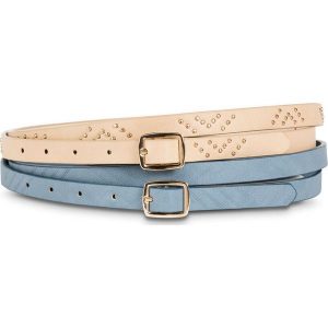 Komplet pasków (2 części) bonprix beżowo-niebiesko-złoty kolor. Paski marki bonprix. Za 44,99 zł.