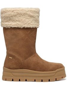 Geox Skórzane kozaki zimowe "Spherica" w kolorze jasnobrązowym rozmiar: 40. Brązowe kozaki Geox, na zimę, bez wzorów, bez obcasa, bez zapięcia. Za 436,14 zł.