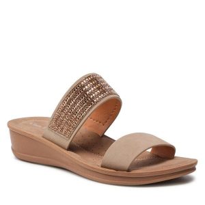 Klapki Clara Barson. Brązowe klapki Clara Barson, bez wzorów, bez obcasa. Za 89,99 zł.