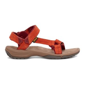 Sandały turystyczne damskie Teva Terra Fi Lite Suede. Brązowe buty trekkingowe Teva, bez zapięcia. Za 329,99 zł.