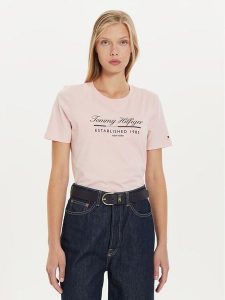 Tommy Hilfiger T-Shirt Script Graphic WW0WW43502 Różowy Regular Fit. Czerwone t-shirty TOMMY HILFIGER, l, bez wzorów, z bawełny, bez kołnierzyka, bez ramiączek. Za 129,99 zł.