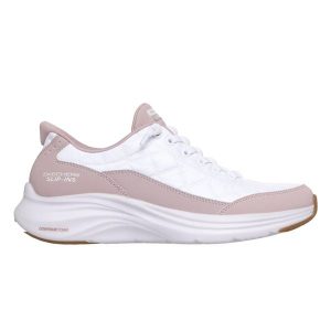 Sneakersy damskie Skechers Slip-ins Cozy Fit. Białe buty sportowe Skechers, bez wzorów, bez zapięcia. Za 399,99 zł.