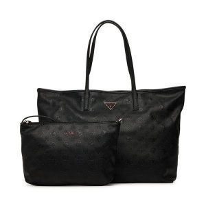 Torebka Guess. Czarne shopper bag Guess, z aplikacjami, bez dodatków. Za 714,99 zł.