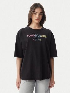 Tommy Jeans T-Shirt DW0DW22803 Czarny Oversize. Czarne t-shirty Tommy Jeans, s, bez wzorów, z bawełny, bez kołnierzyka, bez ramiączek. Za 229,99 zł.