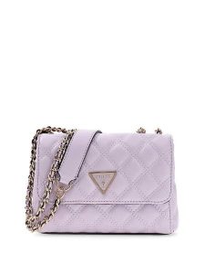 Guess Torebka Giully II Mini HWQG96 73740 Fioletowy. Fioletowe listonoszki Guess, z aplikacjami, ze skóry, bez dodatków. Za 439,99 zł.