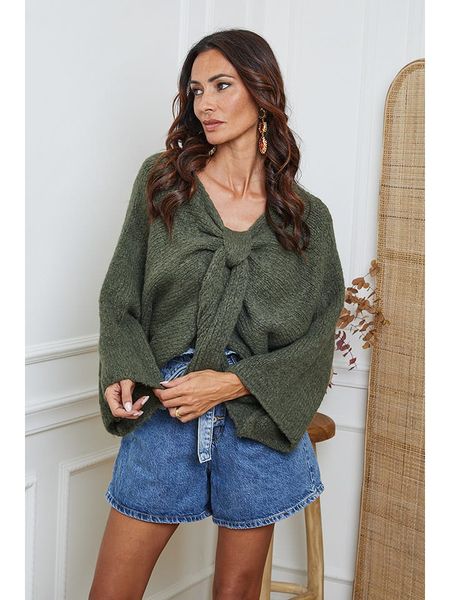 So Cachemire Sweter "Chiwel" w kolorze khaki rozmiar: XL. Brązowe swetry oversize So Cachemire, xl, bez wzorów, z wełny, bez ramiączek. Za 192,45 zł.