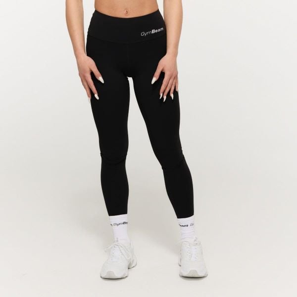 Legginsy damskie fitness z wysoką talią czarne BEAT. Czarne legginsy GYMBEAM, bez wzorów, z elastanu. Za 115,90 zł.