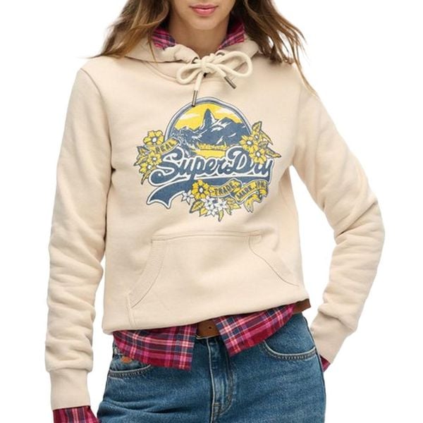 Bluza damska z kapturem Superdry Floral. Brązowe bluzy Superdry, bez wzorów, z kapturem. Za 337,80 zł.