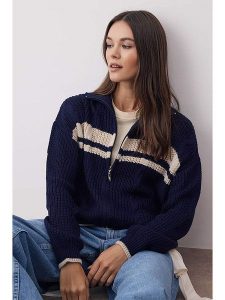 Trendyol Kardigan w kolorze granatowym rozmiar: M. Niebieskie kardigany Trendyol, ze splotem. Za 90,95 zł.