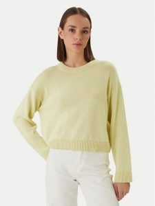 Calvin Klein Sweter LV047D305G Żółty Relaxed Fit. Żółte swetry klasyczne Calvin Klein, xl, z bawełny, bez kołnierzyka. Za 489,99 zł.