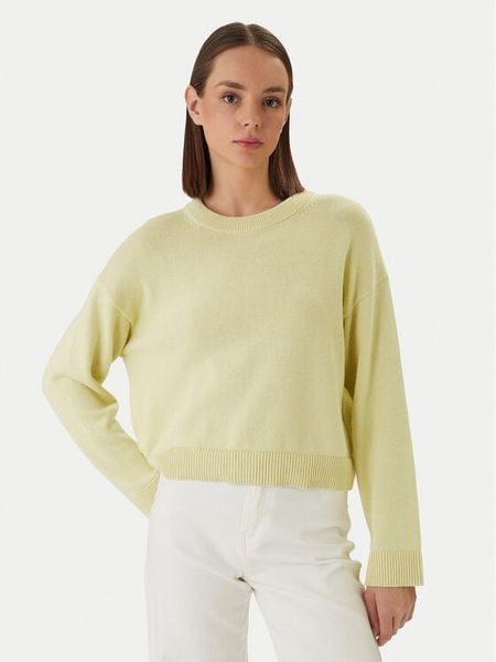 Calvin Klein Sweter LV047D305G Żółty Relaxed Fit. Żółte swetry klasyczne Calvin Klein, s, z bawełny, bez kołnierzyka. Za 489,99 zł.