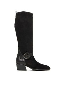 Hispanitas Kozaki PHI254257 Czarny. Czarne kozaki Hispanitas, bez wzorów, ze skóry, bez obcasa, na słupku, bez zapięcia. Za 759,99 zł.