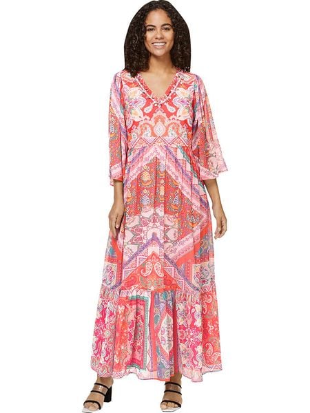 Heine Sukienka w kolorze różowym rozmiar: 36. Różowe sukienki Heine, na co dzień, z aplikacjami, bez kołnierzyka, bez ramiączek, maxi, proste. Za 173,99 zł.