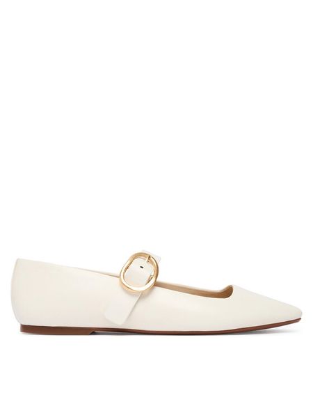 Calvin Klein Baleriny HW0HW03037 Biały. Białe balerinki Calvin Klein, bez wzorów, ze skóry, bez obcasa, bez zapięcia. Za 489,99 zł.