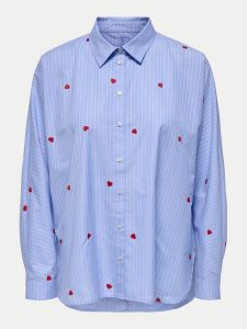 ONLY Koszula 15344336 Niebieski Box Fit. Niebieskie koszule ONLY, s, bez wzorów, z bawełny, bez kołnierzyka, bez ramiączek. Za 169,99 zł.