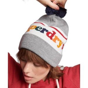 Czapka z logo dla kobiet Superdry Essential. Szare czapki Superdry, bez wzorów, eleganckie. Za 99,70 zł.