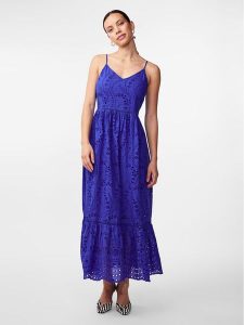 YAS Sukienka letnia Luma 26032686 Niebieski Regular Fit. Niebieskie kombinezony YAS, na lato, m, bez wzorów, z bawełny, bez kołnierzyka, bez ramiączek. Za 699,99 zł.