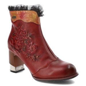 Czerwone Botki Laura Vita Eleganckie Obuwie Damskie Na Obcasie. Czerwone botki LAURA VITA, bez wzorów, z materiału, bez obcasa, na obcasie, bez zapięcia. Za 479,00 zł.