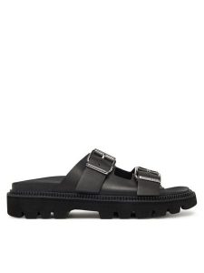 Tommy Jeans Klapki Double Strap Sandal EN0EN02753 Czarny. Czarne klapki Tommy Jeans, bez wzorów, z jeansu, bez obcasa. Za 239,99 zł.