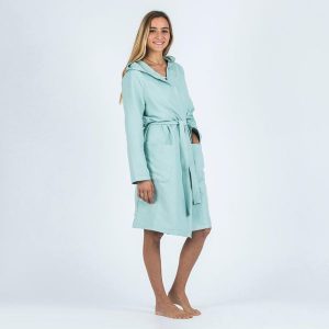 Szlafrok na basen damski Watko Compact z mikrofibry. Niebieskie szlafroki WATKO, m, bez wzorów, z materiału, z kapturem. Za 89,99 zł.