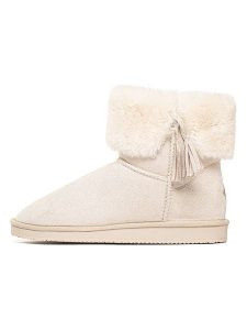 ISLAND BOOT Botki zimowe "Cinnamon" w kolorze kremowym rozmiar: 40. Brązowe botki Island Boot, na zimę, bez wzorów, z materiału, bez obcasa, bez zapięcia. Za 130,99 zł.