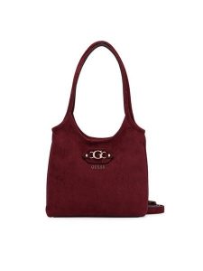Guess Torebka Samantha Mini HWSG23 13750 Bordowy. Czerwone torebki klasyczne Guess, z aplikacjami, z materiału, bez dodatków. Za 494,99 zł.