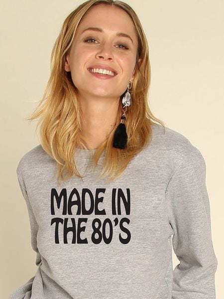 WOOOP Bluza "Made In The 80s" w kolorze szarym rozmiar: M. Szare bluzy Wooop, m, bez wzorów, bez kaptura. Za 135,17 zł.