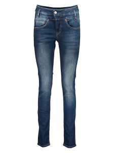 Herrlicher Dżinsy - Skinny fit - w kolorze granatowym rozmiar: W24/L32. Niebieskie jeansy Herrlicher, z aplikacjami, ze skóry. Za 92,21 zł.