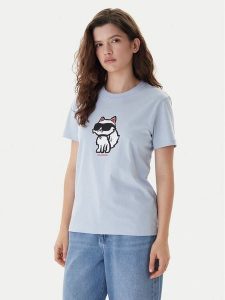 KARL LAGERFELD T-Shirt A1W17128 Błękitny Regular Fit. Niebieskie t-shirty KARL LAGERFELD, s, bez wzorów, z bawełny, bez kołnierzyka, bez ramiączek. Za 287,99 zł.