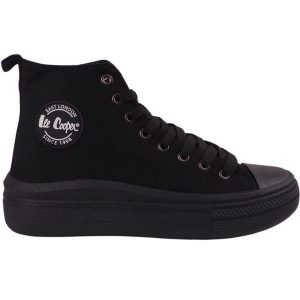 Buty Lee Cooper W LCW-23-44-1628LB czarne. Czarne trampki bez wzorów, z materiału, bez zapięcia. Za 212,19 zł.