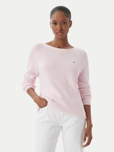 Tommy Hilfiger Sweter WW0WW44975 Różowy Regular Fit. Czerwone swetry klasyczne TOMMY HILFIGER, xs, z bawełny, bez kołnierzyka. Za 409,99 zł.