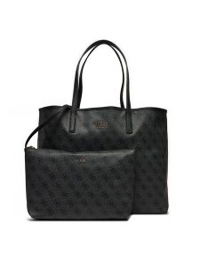 Guess Torebka Eliette Logo HWSG93 18290 Czarny. Czarne shopper bag Guess, z aplikacjami, ze skóry, bez dodatków. Za 479,99 zł.