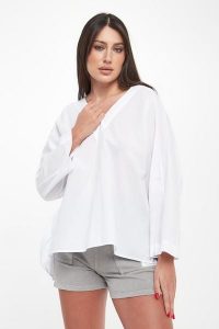 Koszula damska Pia ECOALF. Koszule Ecoalf, l, bez wzorów, bez kołnierzyka, bez ramiączek. Za 489,00 zł.