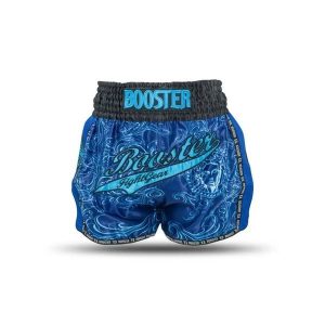 Szorty do boksu tajskiego Booster Fight Gear TBT Medusa. Niebieskie szorty BOOSTER FIGHT GEAR, bez wzorów, sportowe. Za 315,50 zł.