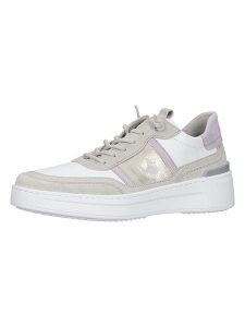 Gabor Skórzane sneakersy w kolorze biało-beżowo-fioletowym rozmiar: 37. Białe trampki Gabor, bez wzorów, z materiału, bez zapięcia. Za 305,45 zł.