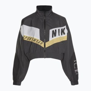 Kurtka damska Nike Sportswear Woven. Szare kurtki Nike, na zimę, bez wzorów, bez kaptura. Za 449,99 zł.