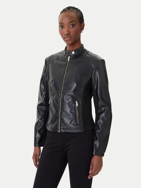 Rinascimento Kurtka z imitacji skóry CFC0124661003 Czarny Regular Fit. Czarne kurtki Rinascimento, l, bez wzorów, ze skóry, bez kaptura. Za 419,99 zł.