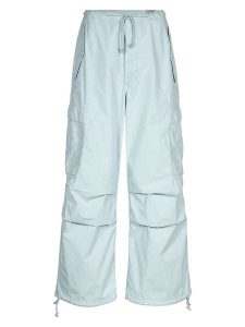 Herrlicher Bojówki w kolorze błękitnym rozmiar: W24. Niebieskie spodnie z wysokim stanem Herrlicher, bez wzorów, z bawełny, z podwyższonym stanem. Za 208,99 zł.