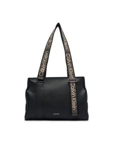 Calvin Klein Torebka Webbing Adj Strap Tote LV04F3644G Czarny. Czarne torebki klasyczne Calvin Klein, bez wzorów, ze skóry, bez dodatków. Za 649,99 zł.