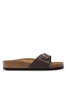 Birkenstock Klapki Madrid Bs 40391 Brązowy. Brązowe klapki Birkenstock, bez wzorów, ze skóry, bez obcasa. Za 239,99 zł.