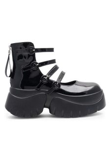 Jenny Fairy Półbuty Ginnie WYL3726-1 Czarny. Czarne półbuty Jenny Fairy, bez wzorów, ze skóry, bez obcasa, na płaskiej podeszwie, bez zapięcia. Za 169,99 zł.