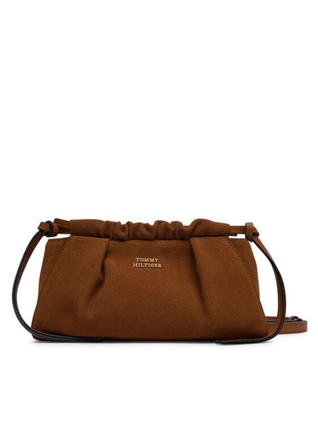 Tommy Hilfiger Torebka AW0AW19010 Brązowy. Brązowe listonoszki TOMMY HILFIGER, bez wzorów, ze skóry, bez dodatków. Za 594,99 zł.