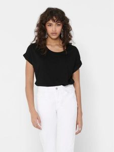 ONLY T-Shirt Moster 15106662 Czarny Loose Fit. Czarne t-shirty ONLY, m, bez wzorów, z wiskozy, bez kołnierzyka, bez ramiączek. Za 49,99 zł.