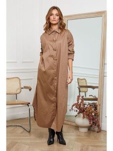 Joséfine Sukienka "Mateo" w kolorze beżowym rozmiar: XL. Brązowe sukienki Joséfine, xl, bez wzorów, bez kołnierzyka, bez ramiączek, maxi. Za 194,95 zł.