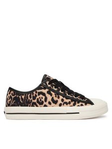 Guess Trampki FLTC4Y FAP12 Beżowy. Brązowe trampki Guess, z aplikacjami, z materiału, bez zapięcia. Za 364,99 zł.